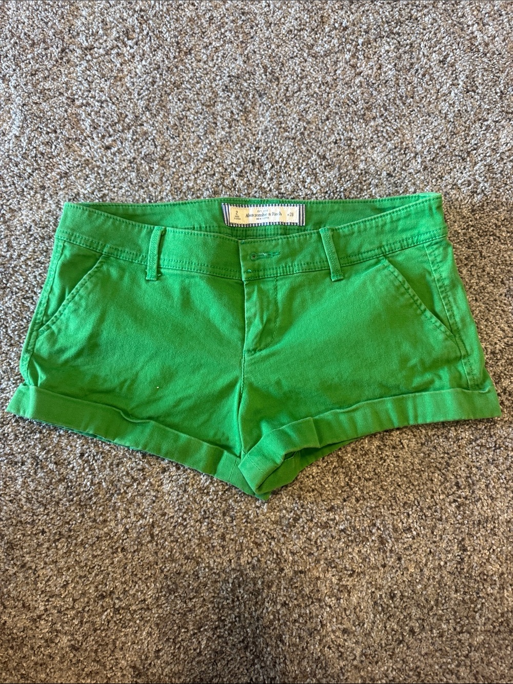 Abercrombie & Fitch Bright Green Cotton Blend Cuffed Shorts